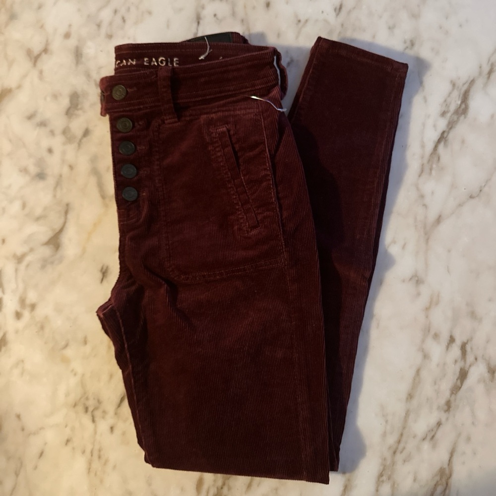 American Eagle Burgundy Corduroy Pants